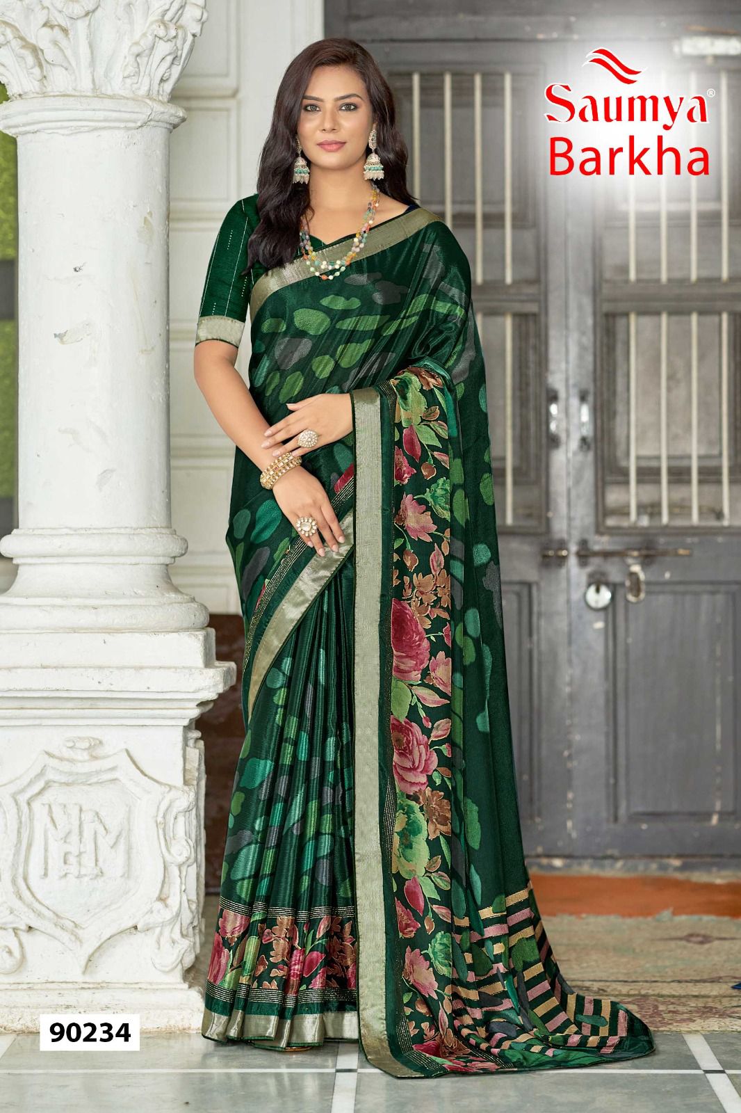 Barkha By Saumya Chinon Viscose Printed Sarees Suppliers In India